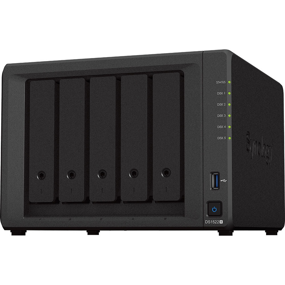 Synology DS1522+ 5-BAY DiskStation with 8GB RAM, E10G22-T1-Mini 10GbE Card, and 15.36TB (4x3.84GB) Synology Enterprise SSDs Fully Assembled and Tested