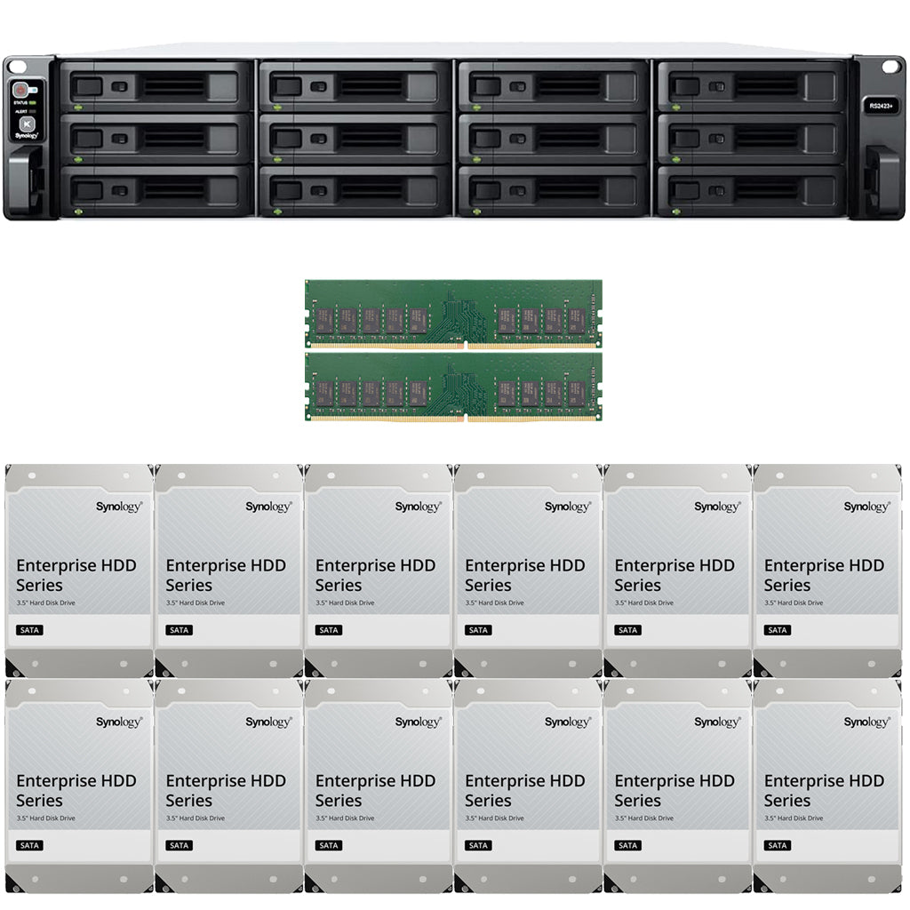 Synology RS2423+ 12-BAY RackStation with 16GB RAM and 192TB (12 x 16TB) of Synology Enterprise Drives