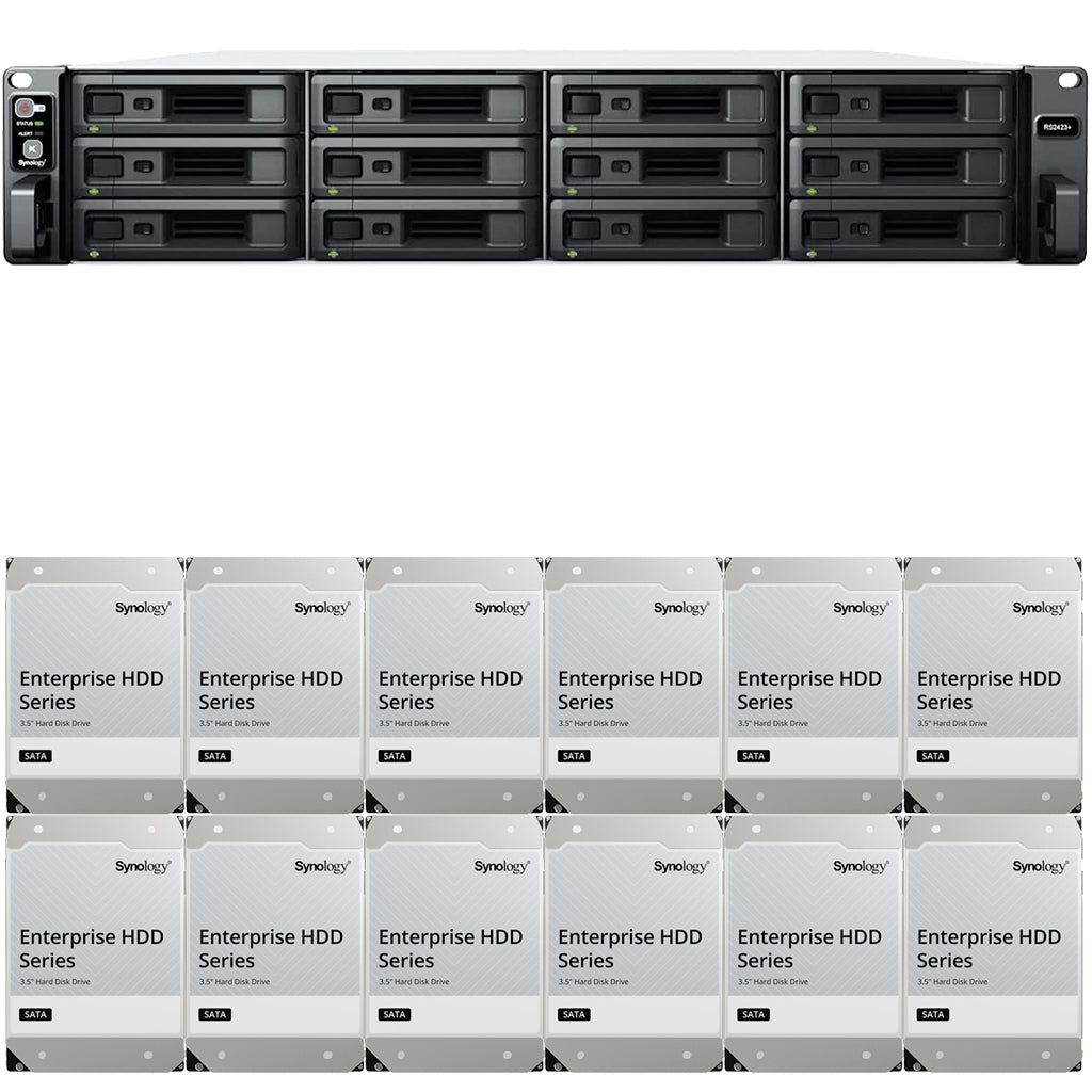 Synology RS2423+ 12-BAY RackStation with 8GB RAM and 144TB (12 x 12TB) of Synology Enterprise Drives