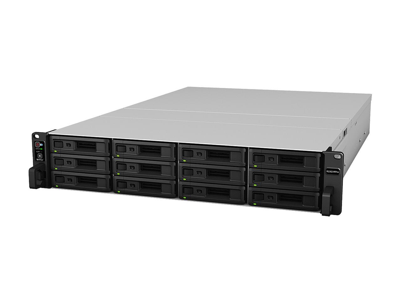 Synology RS3621RPxs RackStation with 8GB RAM, E10G30-T2 10GbE Card, 1.6TB (2x800GB) Cache, RKS-02 Rail Kit & 48TB (12 x 4TB) of Synology Enterprise Drives Fully Assembled and Tested