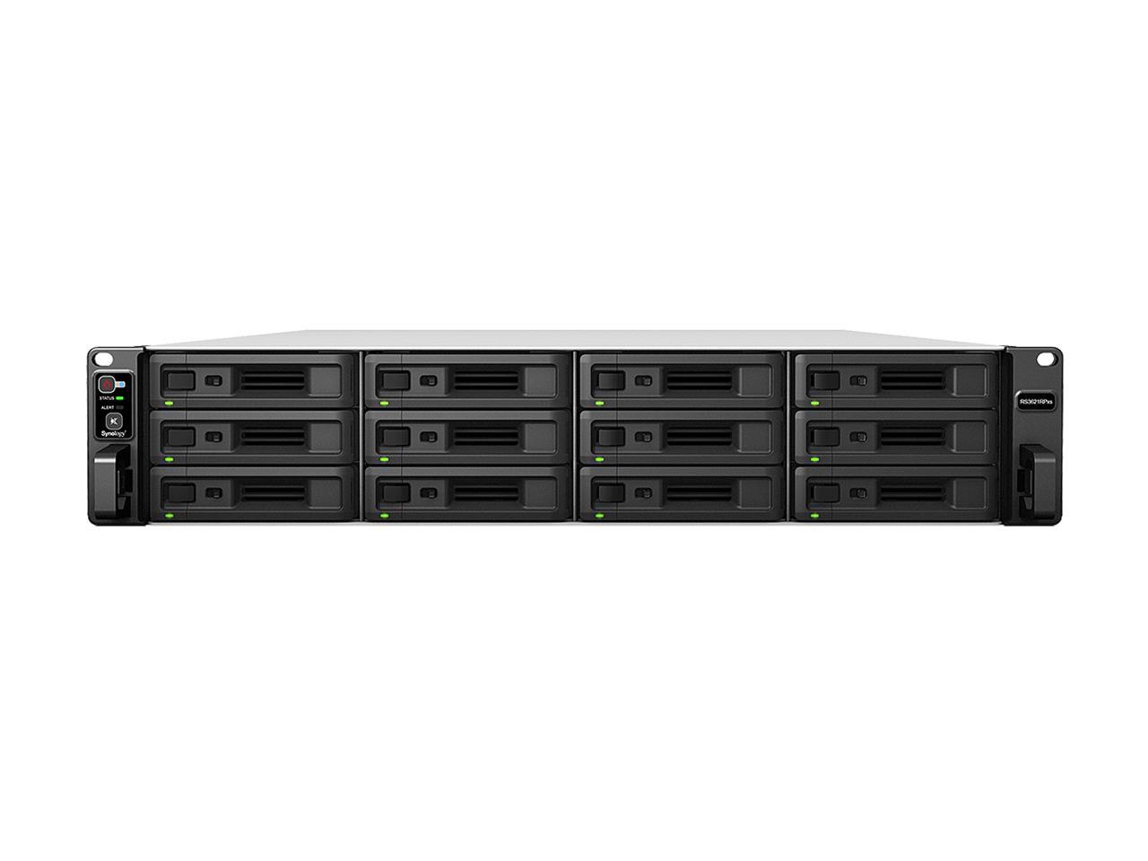 Synology RS3621RPxs RackStation with 64GB RAM, E10G30-T2 10GbE Card, 1.6TB (2x800GB) Cache, RKS-02 Rail Kit & 216TB (12 x 18TB) of Synology Enterprise Drives Fully Assembled and Tested