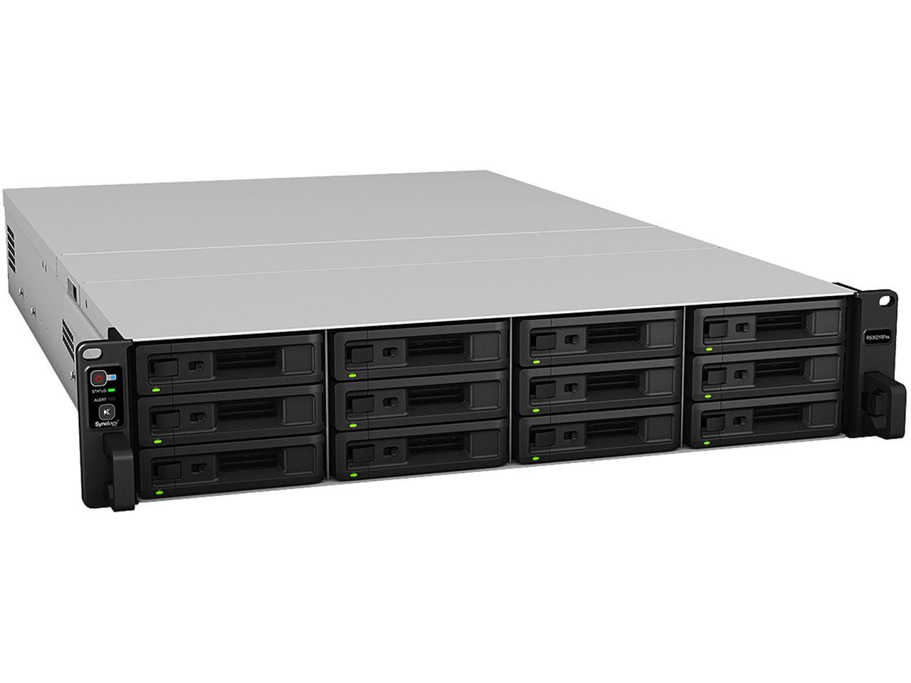 Synology RS3621RPxs RackStation with 16GB RAM, E10G30-T2 10GbE Card, 1.6TB (2x800GB) Cache, RKS-02 Rail Kit & 96TB (12 x 8TB) of Synology Enterprise Drives Fully Assembled and Tested
