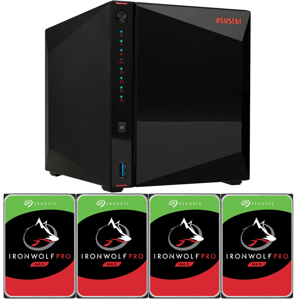 Asustor AS5304T 4-Bay Drivestor 4 NAS with 4GB RAM and 56TB (4x14TB) Seagate Ironwolf PRO Drives