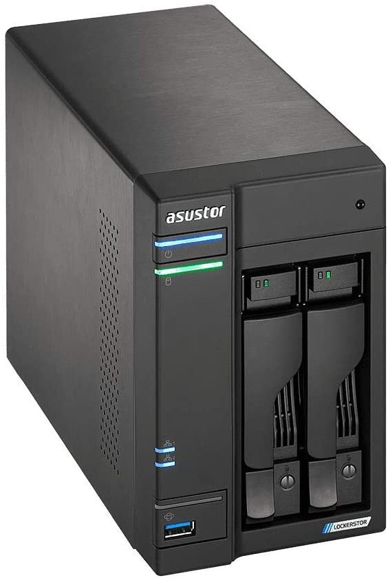 Asustor AS6602T 2-Bay Lockerstor 2 NAS with 8GB RAM 1TB (2 x 500GB) NVME CACHE and 20TB (2x10TB) Western Digital PRO Drives