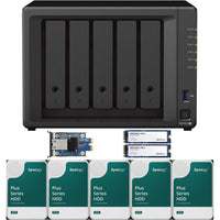 Thumbnail for Synology DS1522+ 2.6 to 3.1 GHz Dual-Core 5-Bay NAS, 16GB RAM, 10GbE Adapter, 800GB (2x400GB) Cache, and  20TB (5 x 4TB) of Synology Plus Drives Fully Assembled and Tested