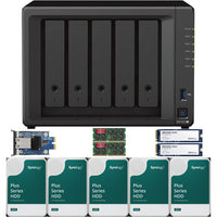 Thumbnail for Synology DS1522+ 2.6 to 3.1 GHz Dual-Core 5-Bay NAS, 8GB RAM, 10GbE Adapter, 800GB (2x400GB) Cache, and  20TB (5 x 4TB) of Synology Plus Drives Fully Assembled and Tested