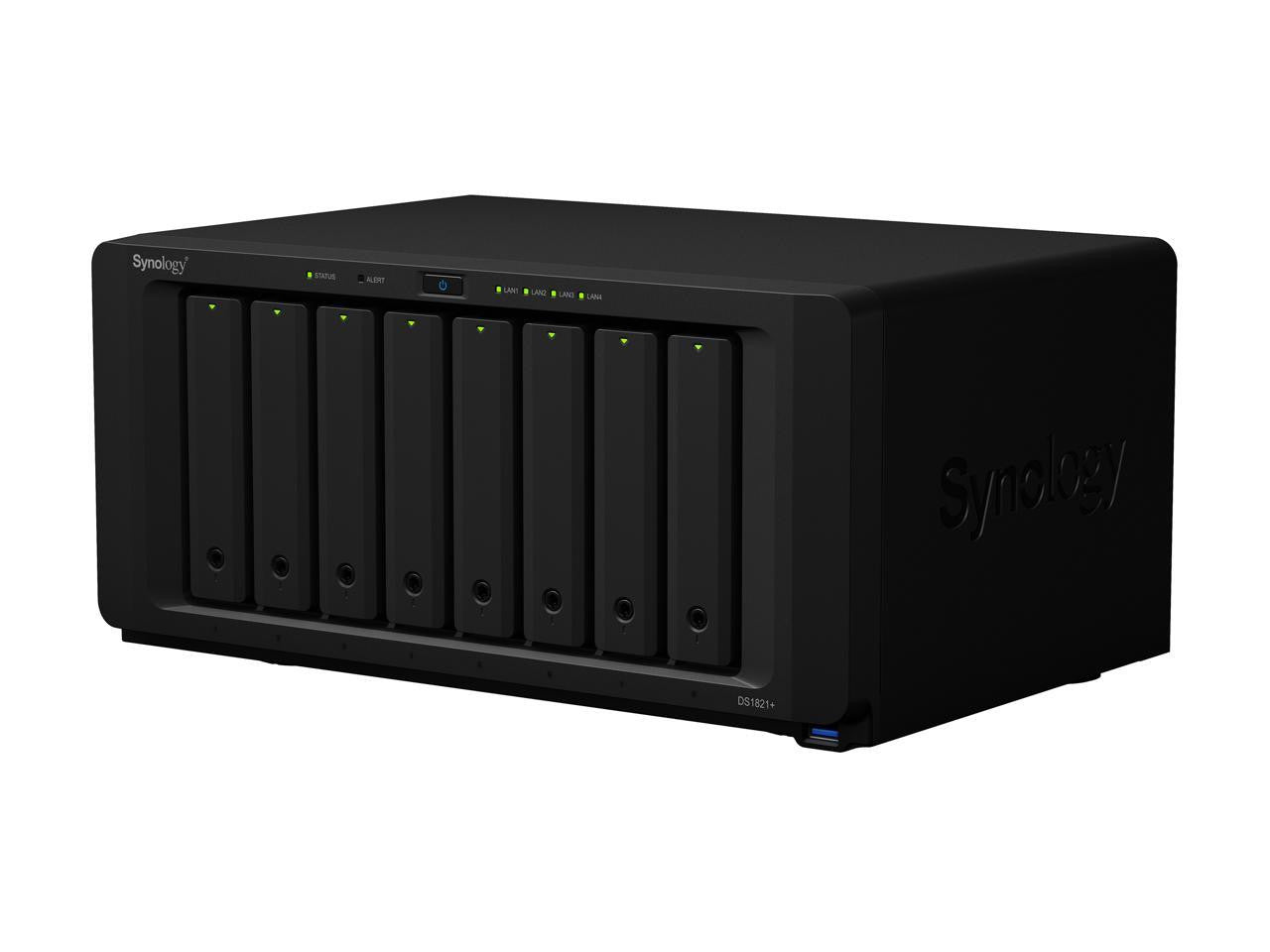 Synology DS1821+ 8-BAY DiskStation with 32GB RAM, 1.6TB (2x800GB) Cache, E10G21-F2 SFP+ 10Gb Adapter and 96TB (8 x 12TB) of Synology Enterprise HAT5300 Drives Fully Assembled and Tested