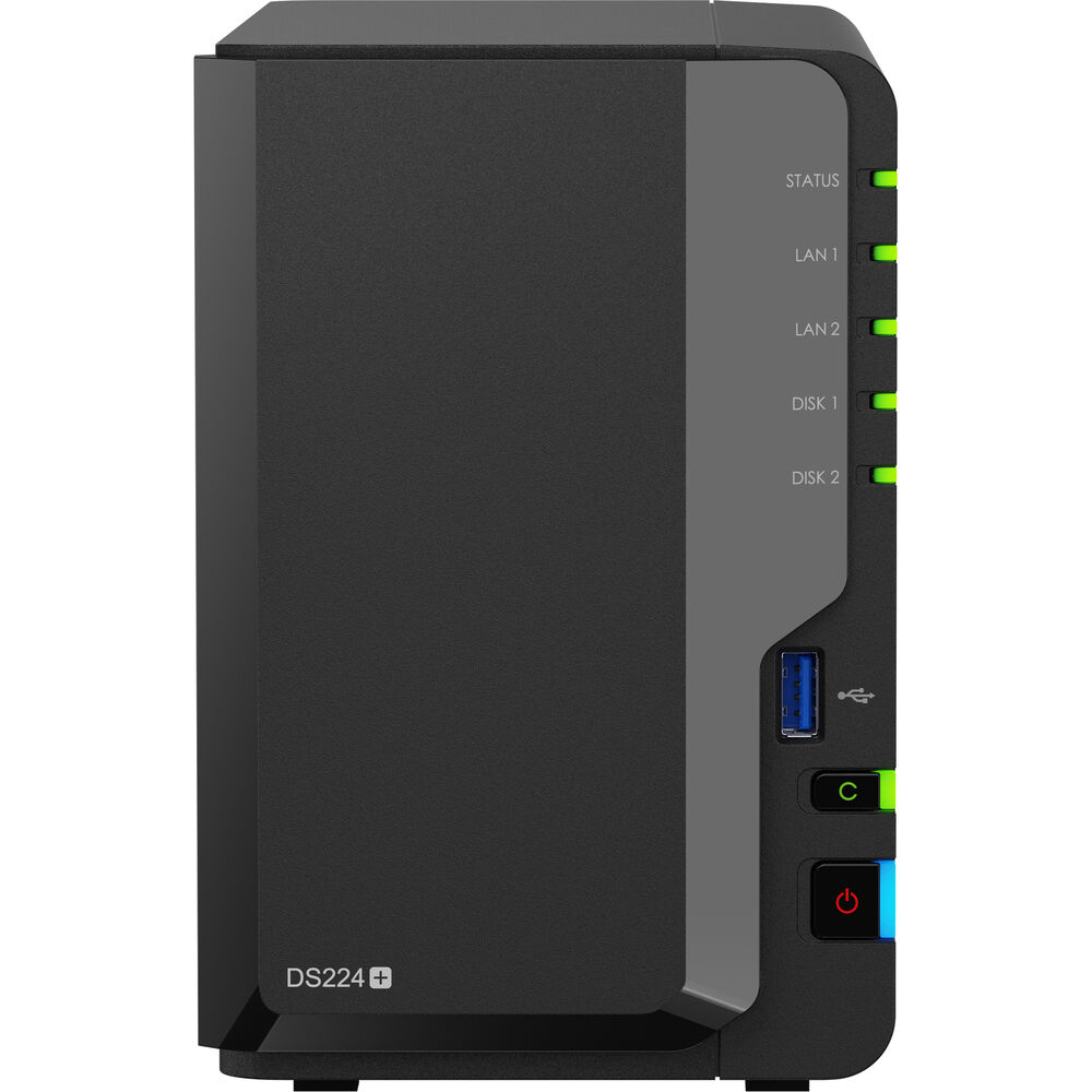 Synology DS224+ 2-Bay NAS with 6GB RAM and 16TB (2 x 8TB) of Western Digital Red Plus Drives Fully Assembled and Tested