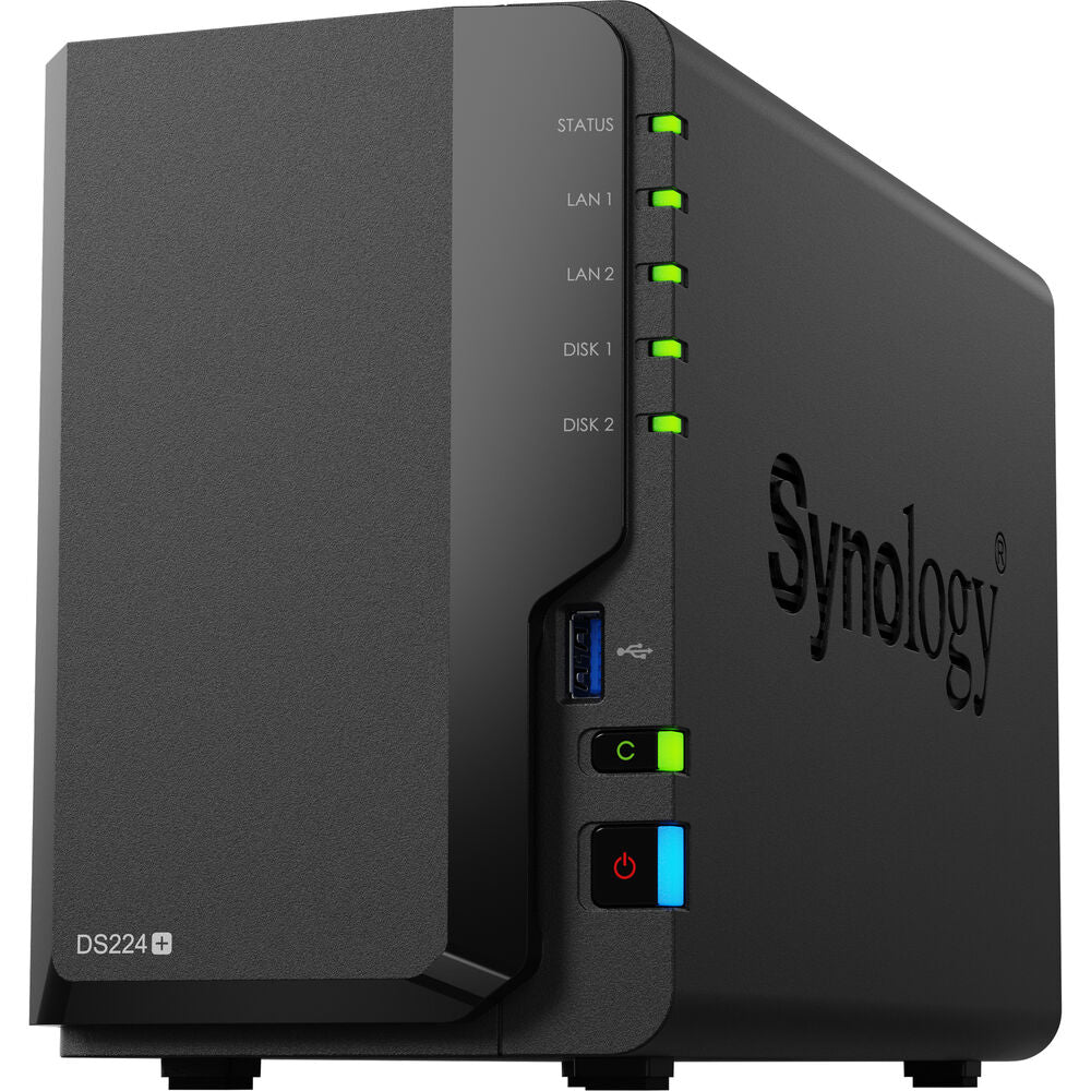 Synology DS224+ 2-Bay NAS with 2GB RAM and 24TB (2 x 12TB) of Western Digital Red Plus Drives Fully Assembled and Tested