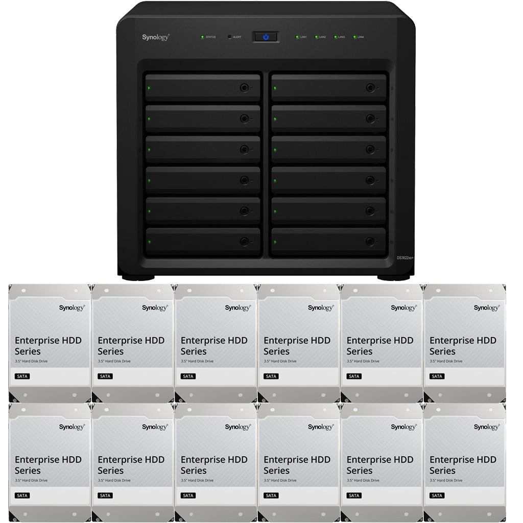 DS3622xs+ 12-BAY DiskStation with 16GB RAM and 216TB (12 x 18TB) of Synology Enterprise Drives