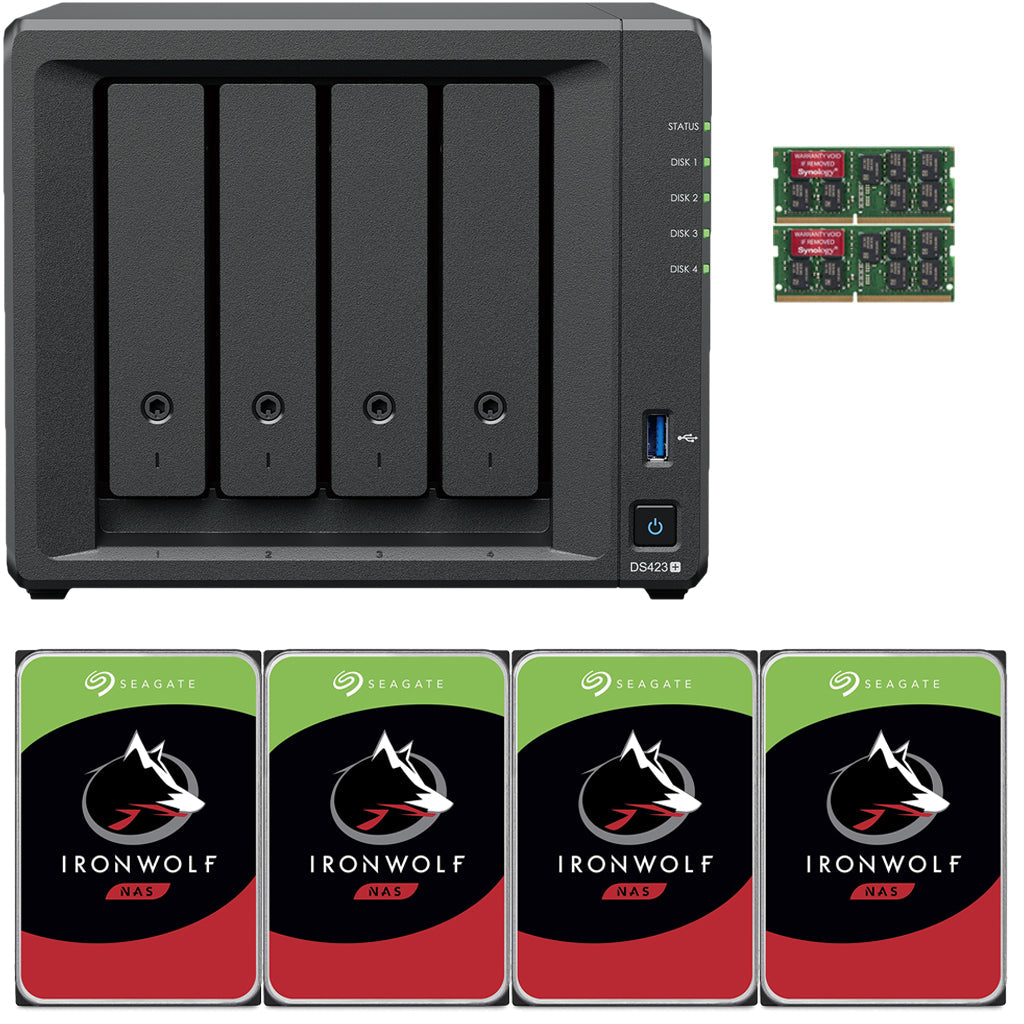 Synology DS423+ Intel Quad-Core 4-Bay NAS, 6GB RAM, 48TB (4 x 12TB) of Seagate Ironwolf NAS Drives Fully Assembled and Tested