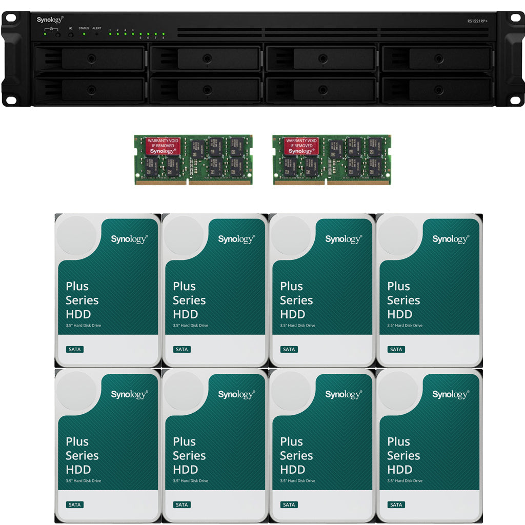 Synology RS1221RP+ RackStation with 8GB RAM and 32TB (8 x 4TB) of Synology Plus NAS Drives Fully Assembled and Tested