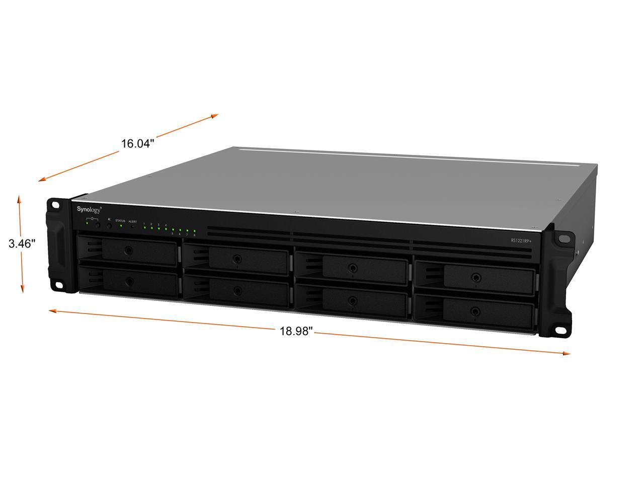 Synology RS1221RP+ RackStation with 8GB RAM 1.6TB (2x800GB) Cache, 1-Port 10GbE Adapter and 48TB (8 x 6TB) of Synology Plus NAS Drives Fully Assembled and Tested