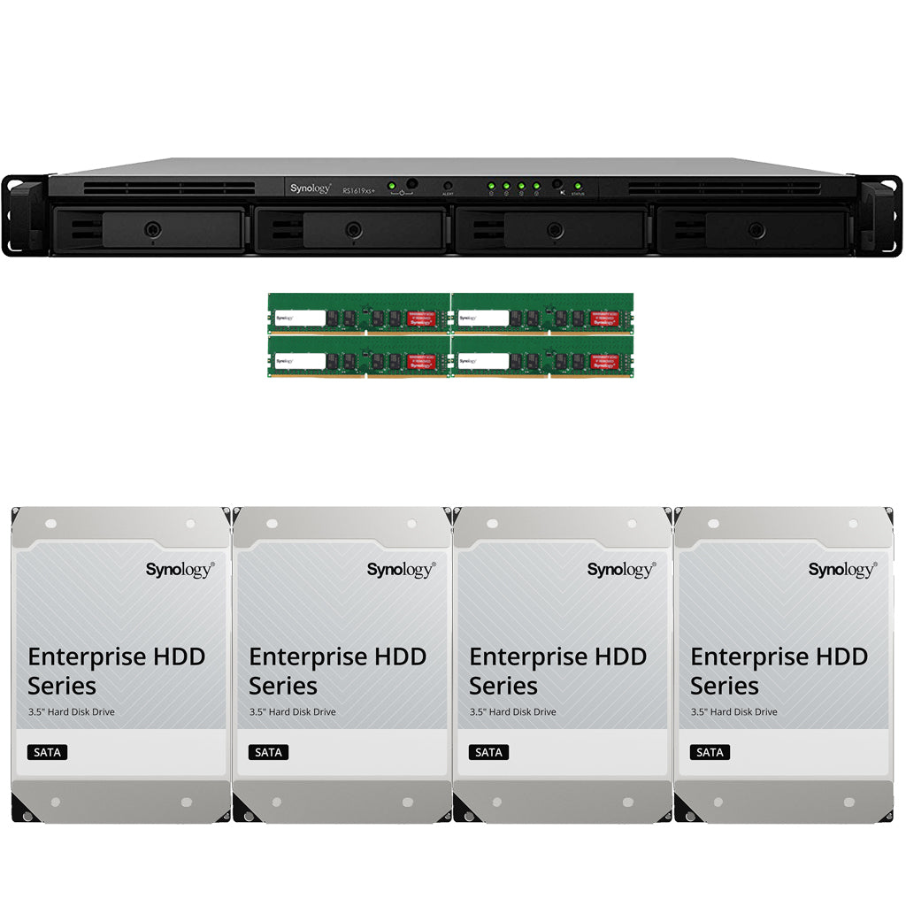 RS1619xs+ 4-BAY RackStation with 64GB RAM and 64TB (4 x 16TB) of HAT5300 Synology Enterprise Drives