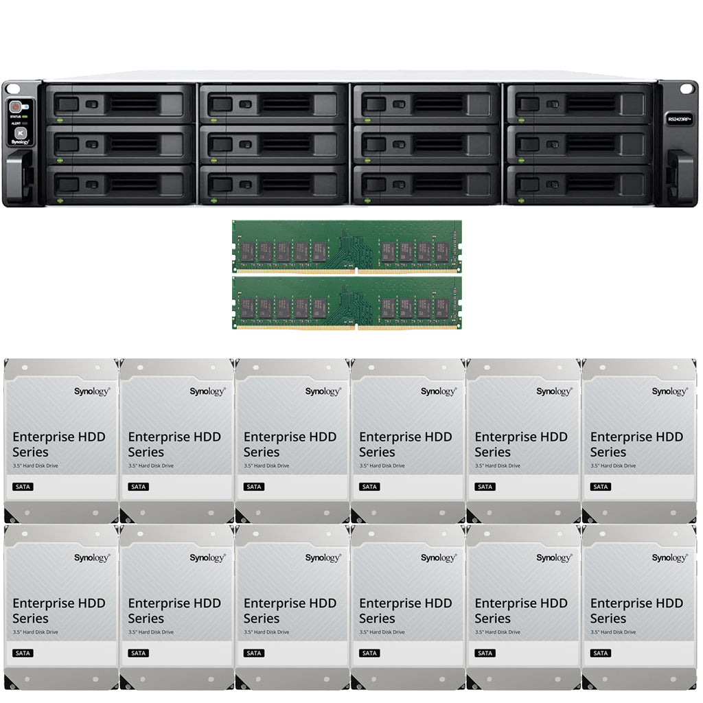 Synology RS2423RP+ 12-BAY RackStation with 32GB RAM and 216TB (12 x 18TB) of Synology Enterprise Drives