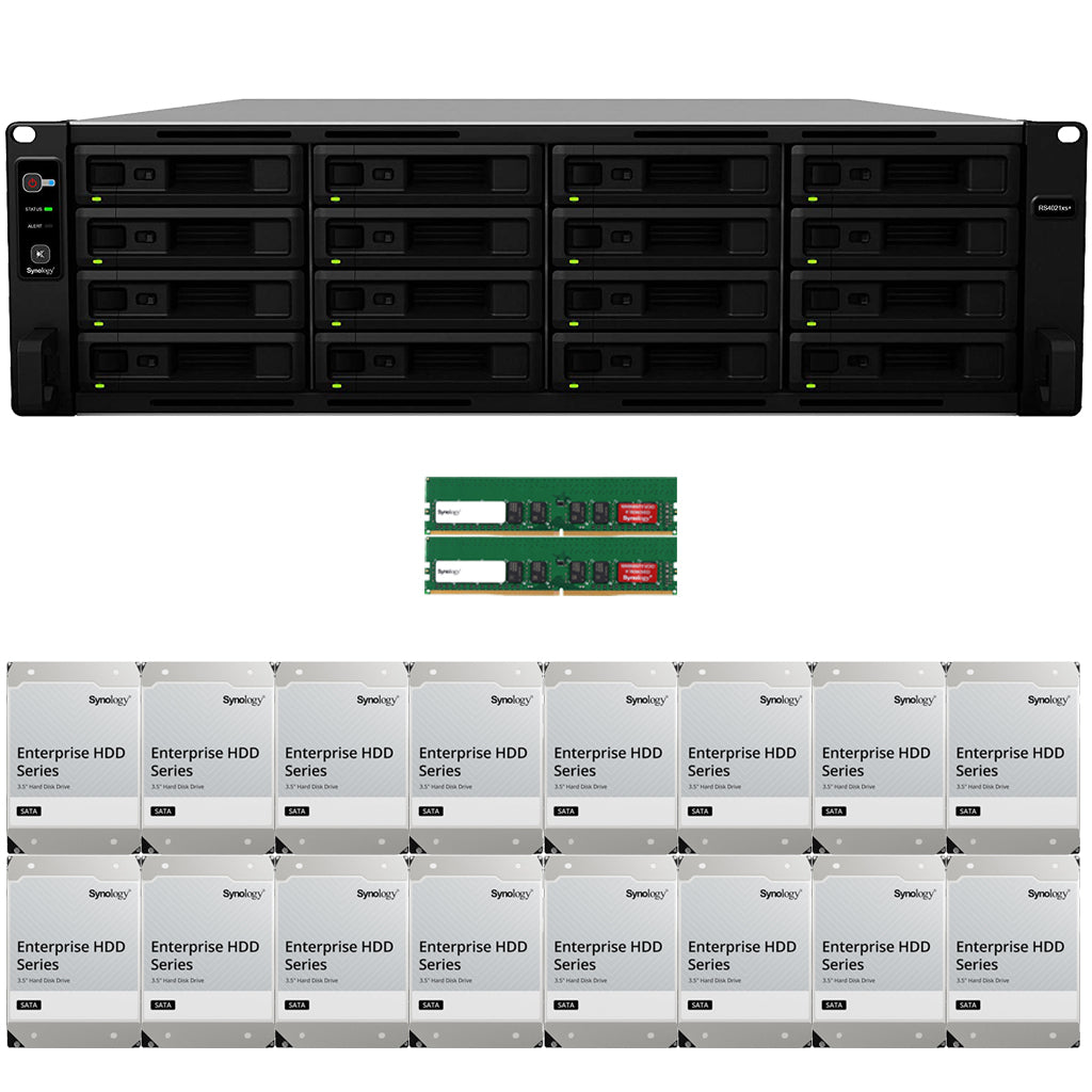 Synology RS4021xs+ 16-BAY RackStation with 32GB RAM and 256TB (16 x16TB) of Synology Enterprise Drives