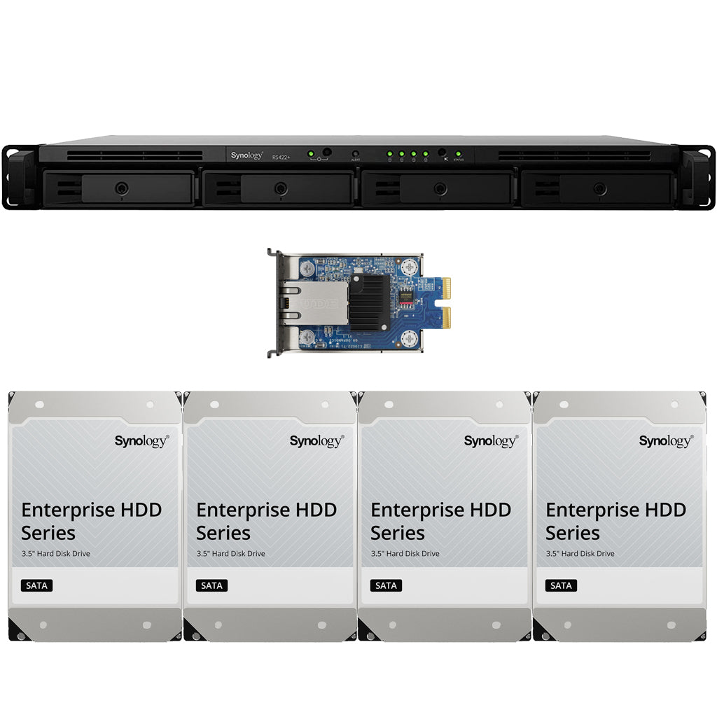 RS422+ 4-BAY RackStation with 64TB (4 x 16TB) and E10G22-T1-Mini 10GbE Expansion Card Synology Enterprise Drives Fully Assembled and Tested