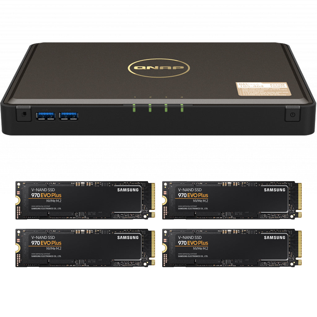 QNAP TBS-464 4-Bay NVME NASbook with 4TB (4 x 1TB) of Samsung NVME Drives