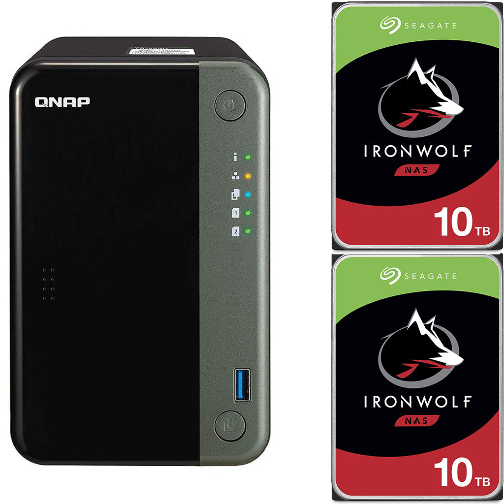 QNAP TS-253D Quad Core 2.7Ghz 2-Bay NAS with 4GB RAM and 20TB (2 x 10TB) of Seagate Ironwolf NAS Drives Fully Assembled and Tested By CustomTechSales