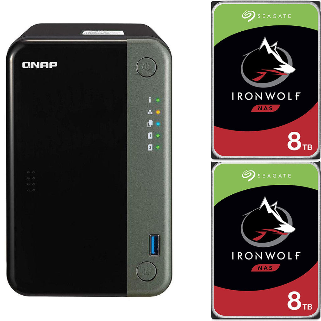 QNAP TS-253D Quad Core 2.7Ghz 2-Bay NAS with 4GB RAM and 16TB (2 x 8TB) of Seagate Ironwolf NAS Drives Fully Assembled and Tested By CustomTechSales