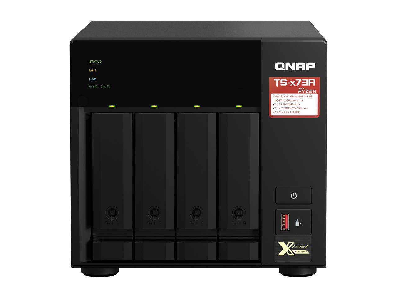 QNAP TS-473A 4-BAY NAS with 8GB DDR4 RAM and 40TB (4x10TB) Western Digital RED PLUS Drives Fully Assembled and Tested