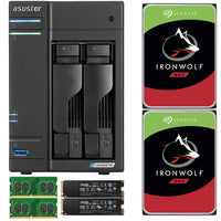 Thumbnail for Asustor AS6602T 2-Bay Lockerstor 2 NAS with 8GB RAM 500GB (2 x 250GB) NVME CACHE and 6TB (2x3TB) Seagate Ironwolf NAS Drives