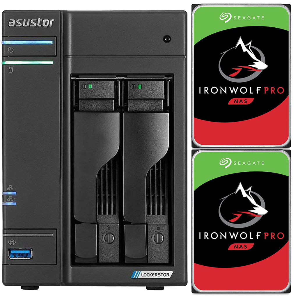 Asustor AS6602T 2-Bay Lockerstor 2 NAS with 4GB RAM and 20TB (2x10TB) Seagate Ironwolf PRO Drives