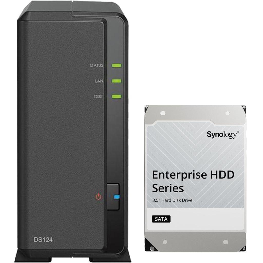 Synology DS124 1-Bay NAS with 1GB RAM and a 20TB Synology Enterprise Drive
