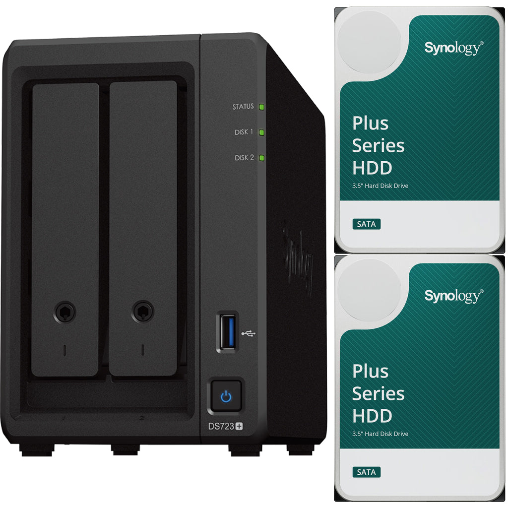 Synology DS723+ DiskStation with 2GB RAM and 16TB (2 x 8TB) of Synology Plus NAS Drives Fully Assembled and Tested
