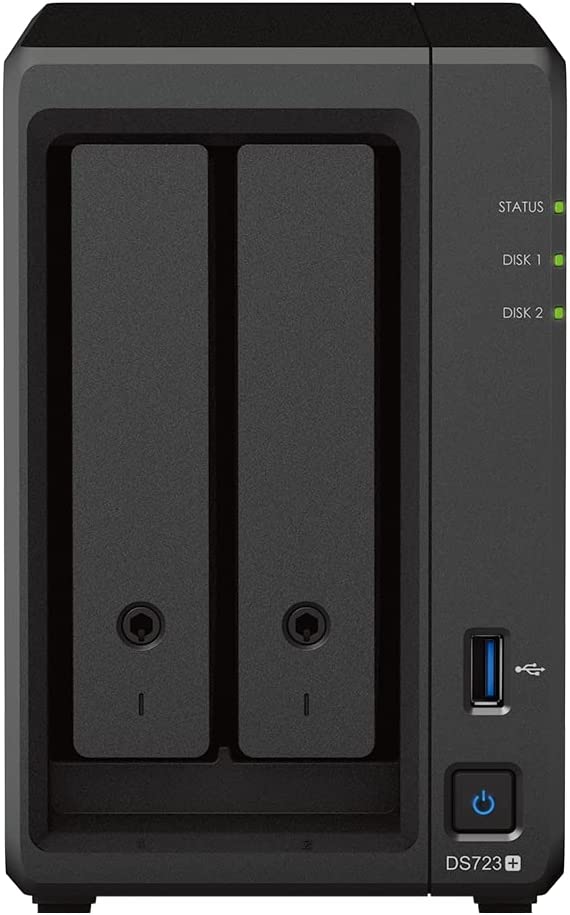 Synology DS723+ 2-Bay NAS, 8GB RAM, 10GbE Adapter, 3.84TB (2 x 1.92TB) of Synology Enterprise SSDs Fully Assembled and Tested