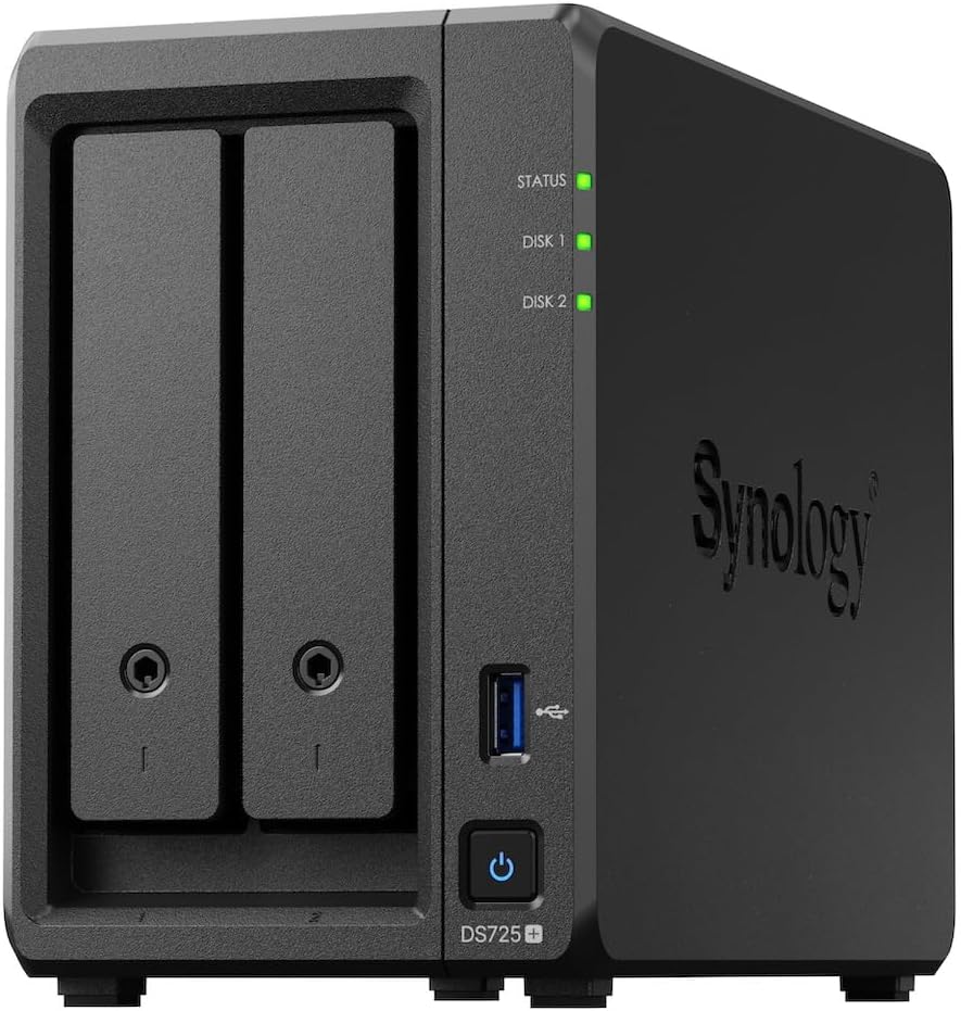 Synology DS725+ Dual-Core 2-Bay NAS with Synology RAM, Synology Plus NAS Drives, and Synology Cache (All Configurable)