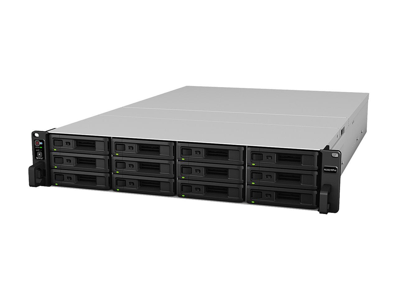 Synology RS3621RPxs RackStation with 8GB RAM, E10G30-T2 10GbE Card, 1.6TB (2x800GB) Cache, RKS-02 Rail Kit & 96TB (12 x 8TB) of Synology Enterprise Drives Fully Assembled and Tested