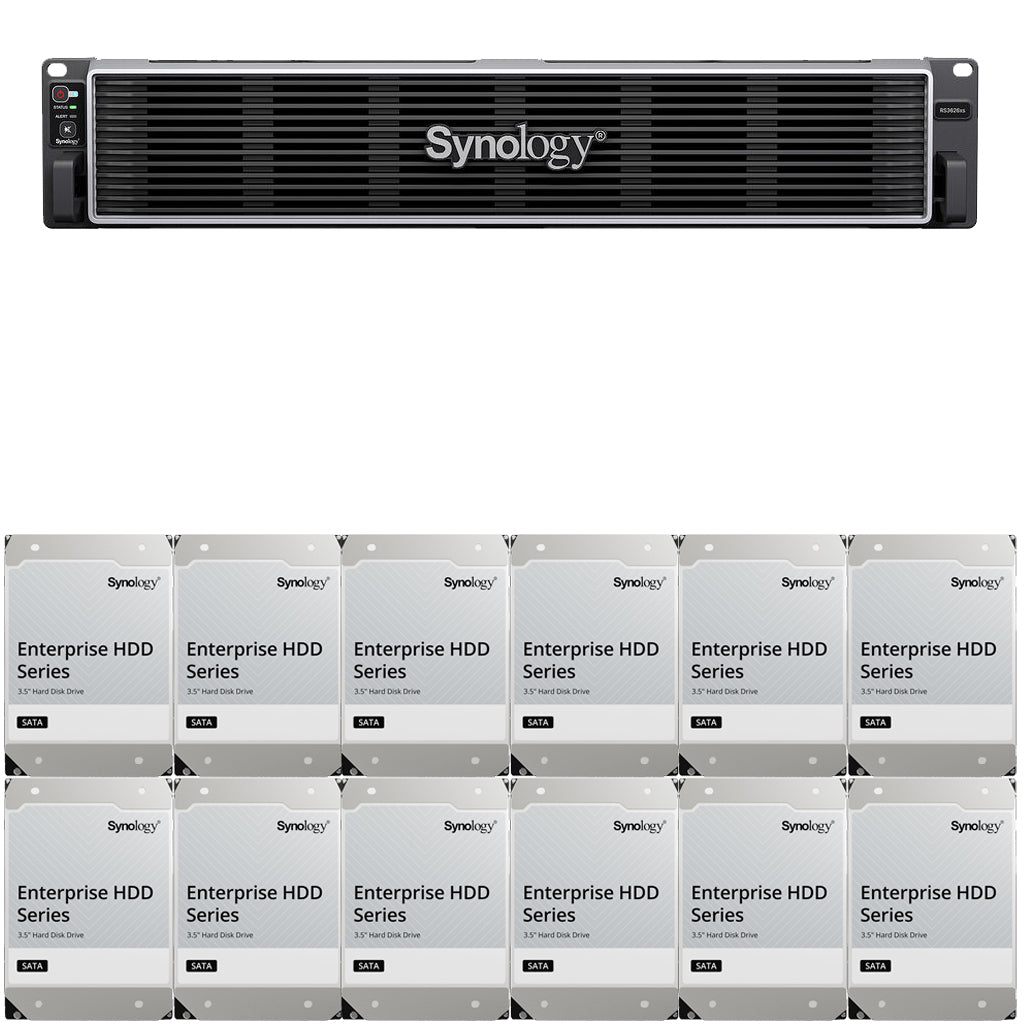 Synology RS3626xs Intel Xeon 12-Bay NAS with ECC RAM, Synology Enterprise Drives, and Synology Cache (All Configurable)