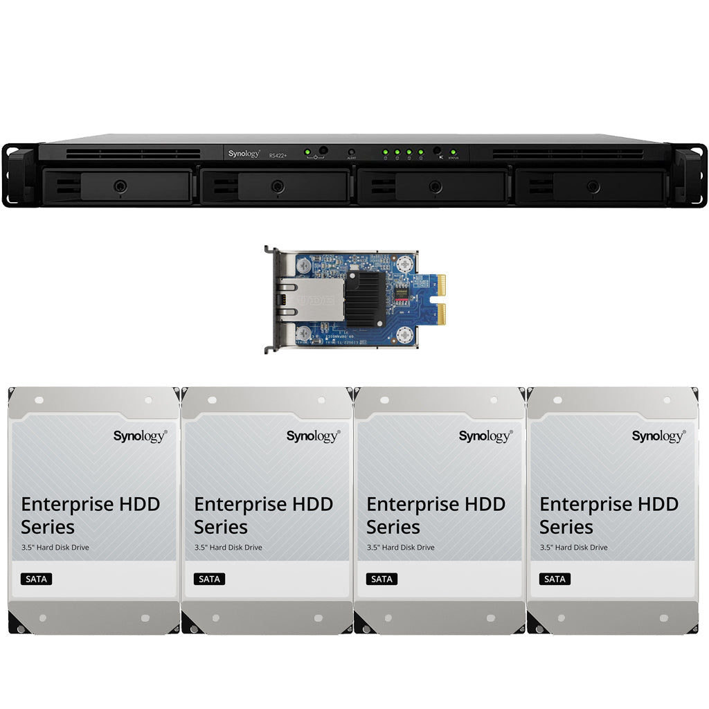 RS422+ 4-BAY RackStation with 72TB (4 x 18TB) and E10G22-T1-Mini 10GbE Expansion Card Synology Enterprise Drives Fully Assembled and Tested