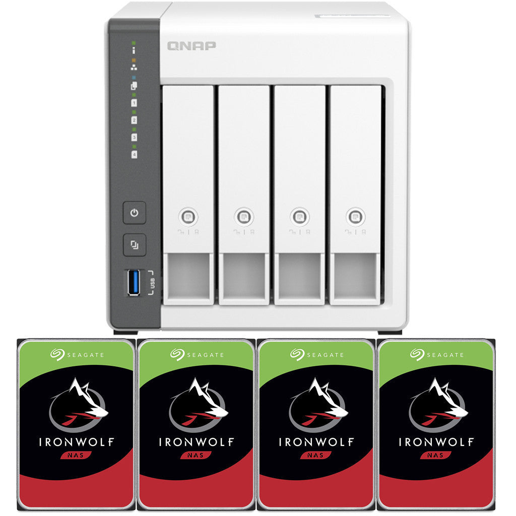 QNAP TS-433 4-BAY NAS with 4GB DDR4 RAM and 32TB (4x8TB) Seagate Ironwolf NAS Drives Fully Assembled and Tested