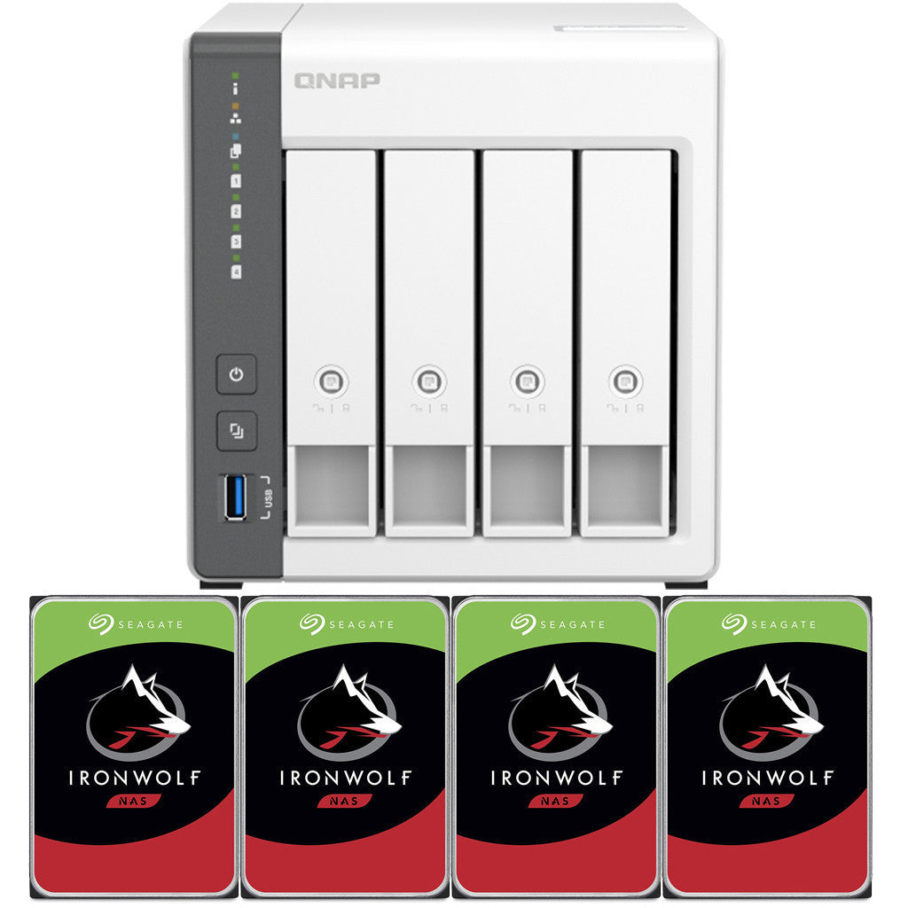 QNAP TS-433 4-BAY NAS with 4GB DDR4 RAM and 40TB (4x10TB) Seagate Ironwolf NAS Drives Fully Assembled and Tested