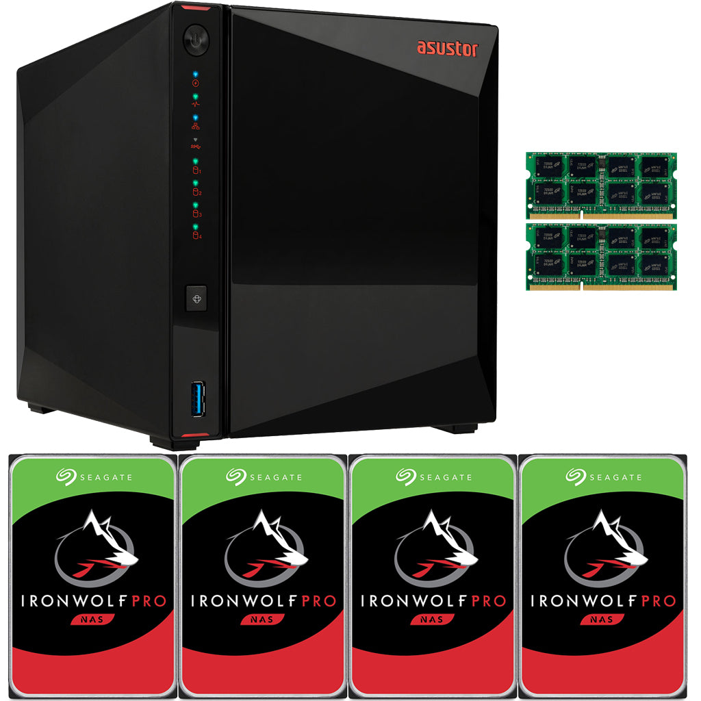 Asustor AS5304T 4-Bay Drivestor 4 NAS with 8GB RAM and 56TB (4x14TB) Seagate Ironwolf PRO Drives