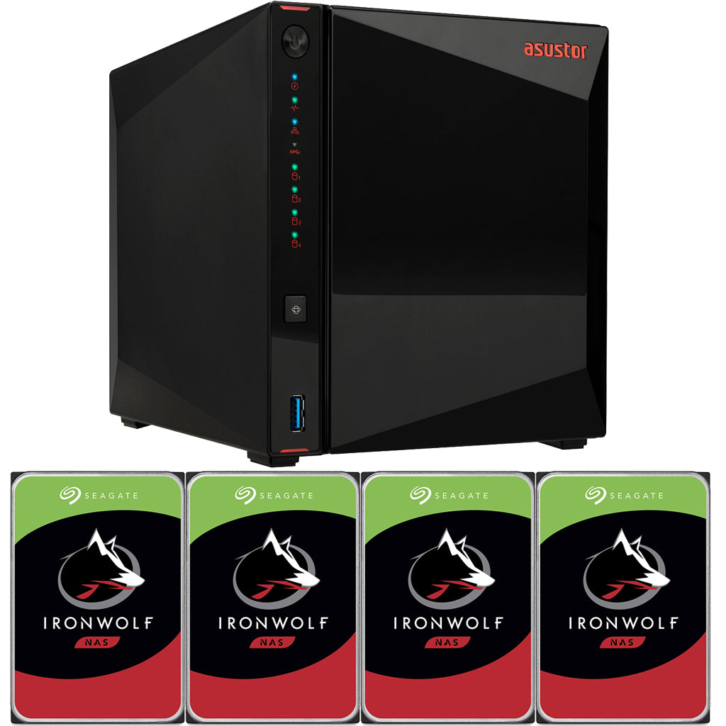 Asustor AS5304T 4-Bay Drivestor 4 NAS with 4GB RAM and 8TB (4x2TB) Seagate Ironwolf NAS Drives