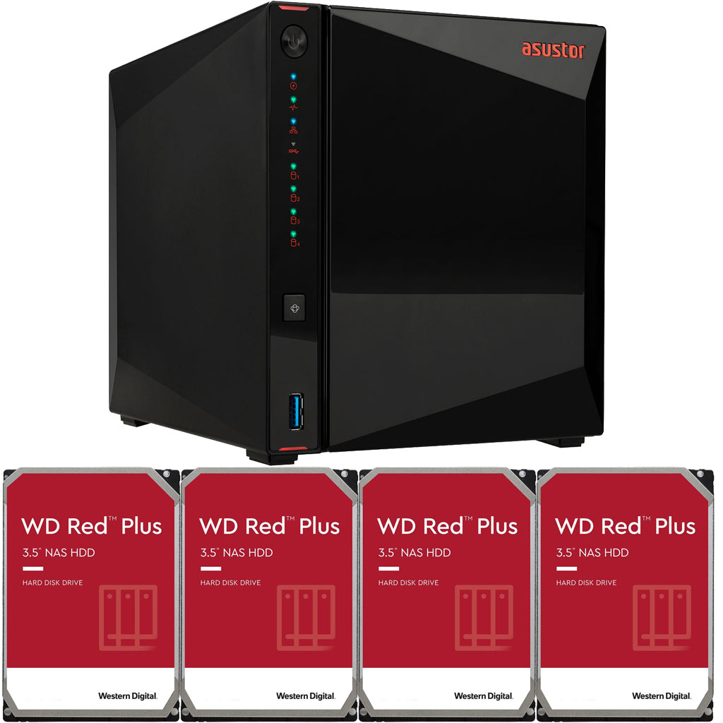 Asustor AS5304T 4-Bay Drivestor 4 NAS with 4GB RAM and 8TB (4x2TB) Western Digital RED Plus Drives