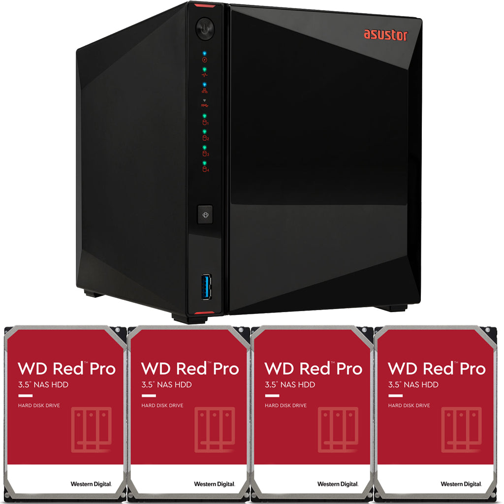 Asustor AS5304T 4-Bay Drivestor 4 NAS with 4GB RAM and 48TB (4x12TB) Western Digital RED PRO Drives