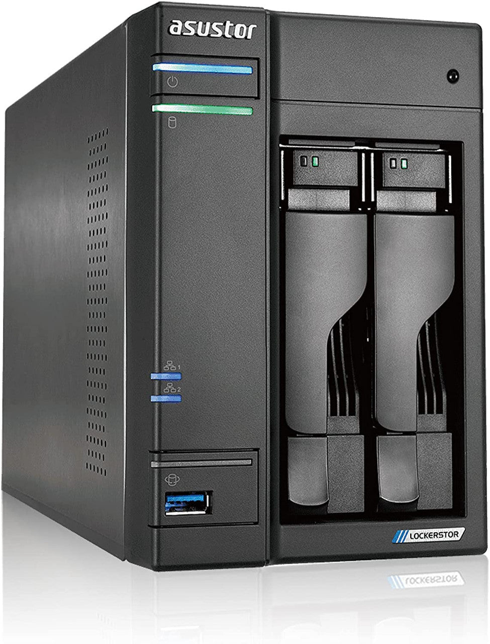 Asustor AS6602T 2-Bay Lockerstor 2 NAS with 4GB RAM and 4TB (2x2TB) Seagate Ironwolf NAS Drives