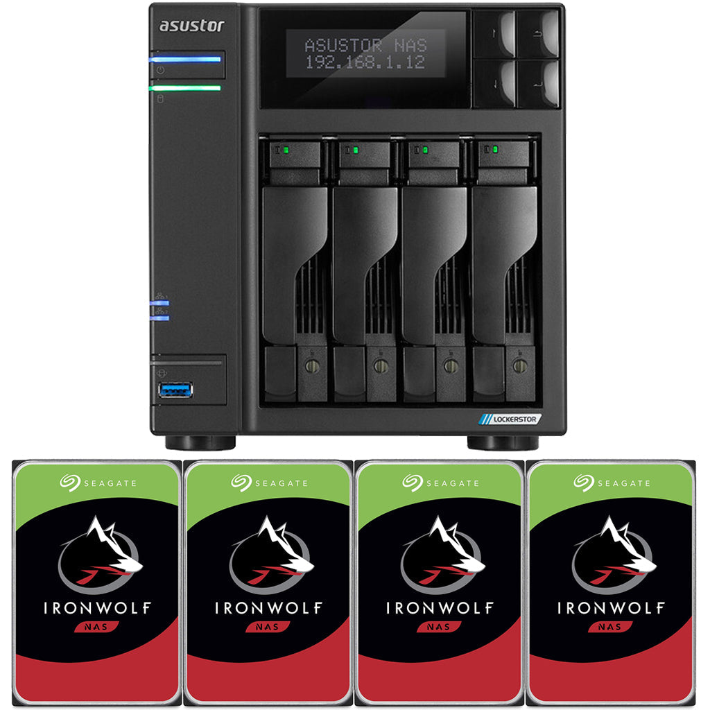 Asustor Lockerstor 4 AS6604T 4-Bay NAS with 4GB RAM and 8TB (4 x 2TB) of Seagate Ironwolf NAS Drives