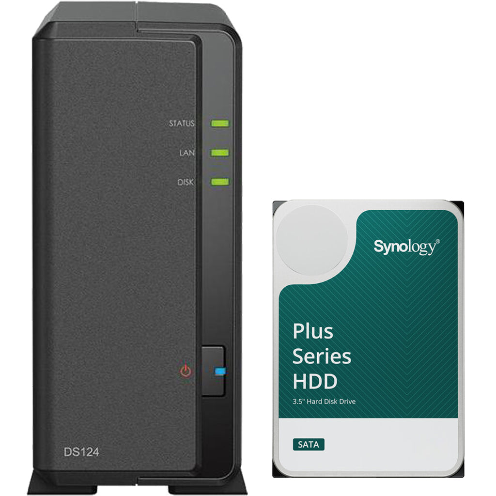 Synology DS124 1-Bay NAS with 1GB RAM and a 8TB Synology Plus Drive