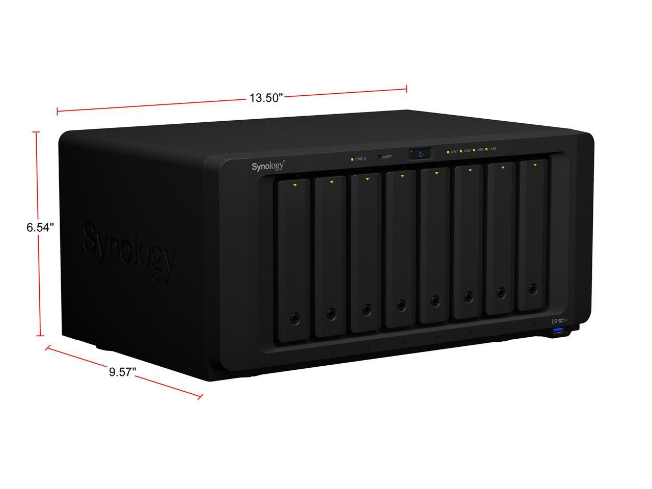 Synology DS1821+ 8-BAY DiskStation with 32GB RAM, 1.6TB (2x800GB) Cache, E10G18-T2 RJ45 10Gb Adapter and 96TB (8 x 12TB) of Synology Enterprise HAT5300 Drives Fully Assembled and Tested
