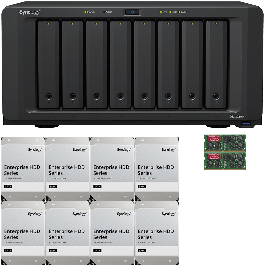 Synology DS1823xs+ 8-Bay NAS 32GB RAM 96TB (8 x 12TB) of Synology Enterprise Drives Fully Assembled and Tested