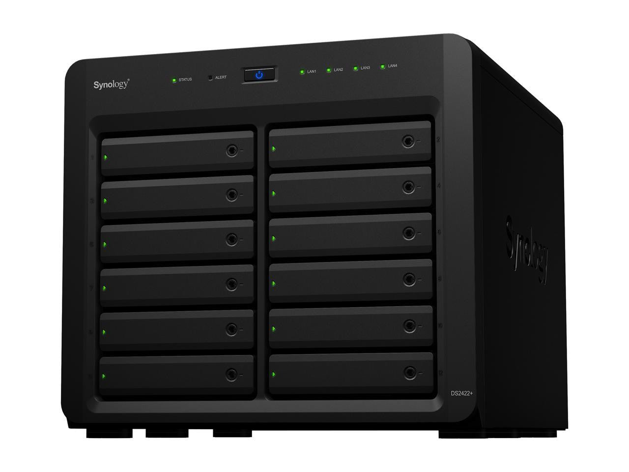 Synology DS2422+ Quad Core 2.2Ghz 12-Bay NAS with E10M20 10GbE Port and 1.6TB (2x800GB) CACHE, 32GB RAM and 192TB (12 x 16TB) of Synology Enterprise Drives