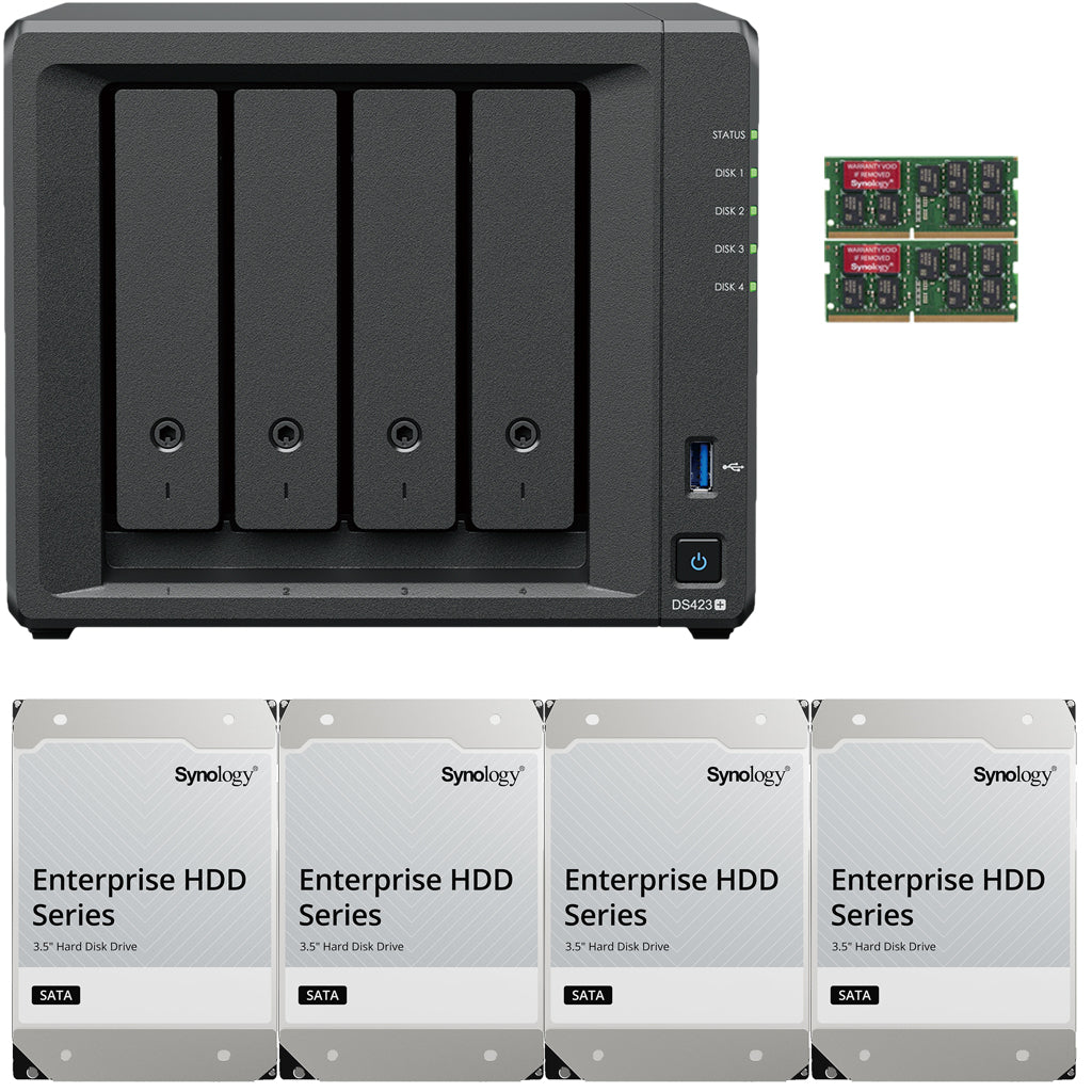 Synology DS423+ Intel Quad-Core 4-Bay NAS, 6GB RAM, 16TB (4 x 4TB) of Synology Enterprise Drives Fully Assembled and Tested