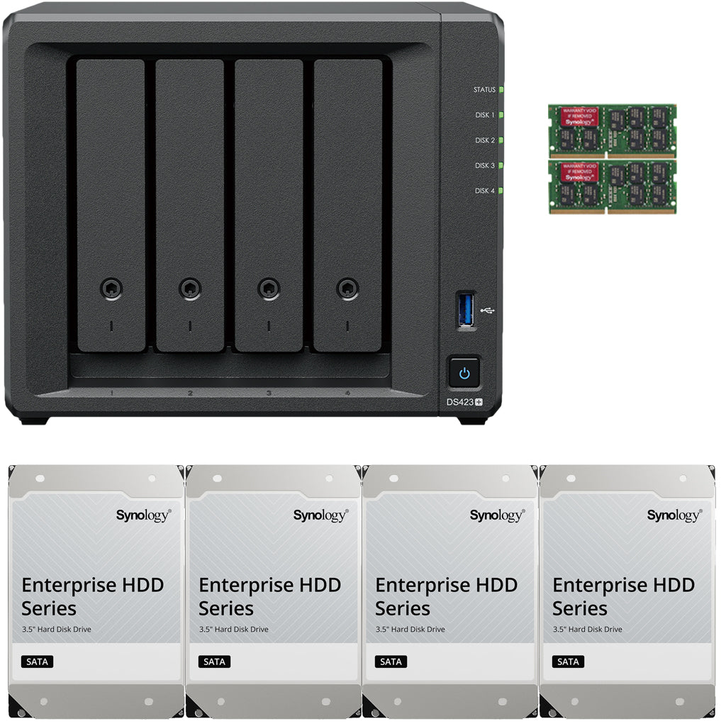 Synology DS423+ Intel Quad-Core 4-Bay NAS, 6GB RAM, 48TB (4 x 12TB) of Synology Enterprise Drives Fully Assembled and Tested