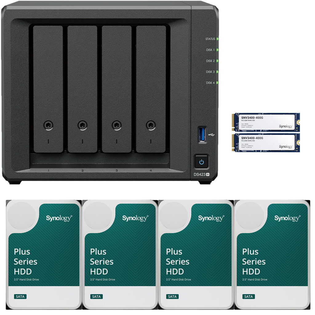 Synology DS1522+ 5-BAY DiskStation with 8GB RAM and 800GB (2x400GB) Cache and 20TB (5x4TB) Synology Plus Drives Fully Assembled and Tested