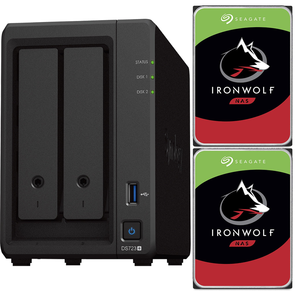 Synology DS723+ DiskStation with 2GB RAM and 24TB (2 x 12TB) of Seagate Ironwolf NAS Drives Fully Assembled and Tested